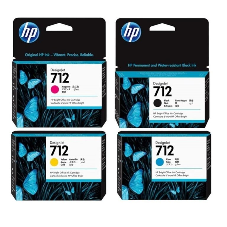 Marca: HP. Referencia: HP 712. Colores: Cian, Magenta y Amarillo. Contenido: 29 ml por cartucho.